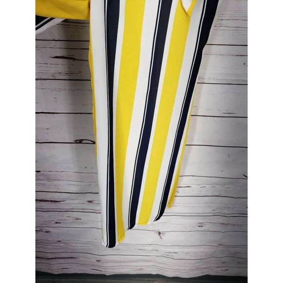 Haute Monde Striped Wide Leg Pants High Rise Trousers Yellow Black Size Small - Picture 9 of 12